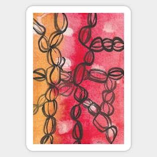 Red and Yellow Abstract Watercolor Painting Sticker